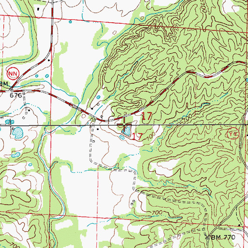 Topographic Map of Perche Post Office (historical), MO