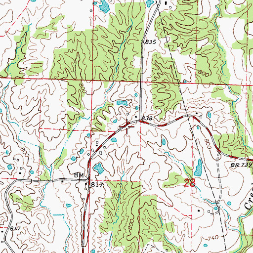 Topographic Map of Rileysburg, MO
