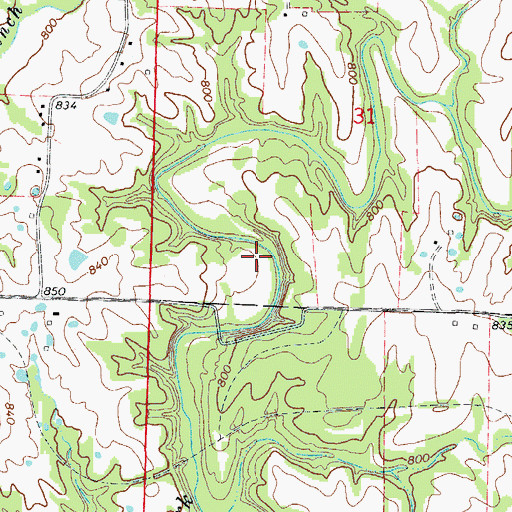 Topographic Map of Petersburg (historical), MO