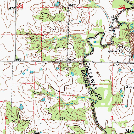 Topographic Map of Boonesborough (historical), MO