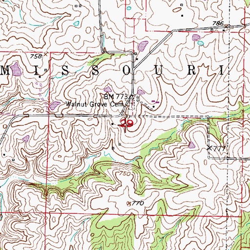 Topographic Map of Wilhite (historical), MO