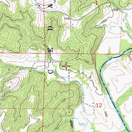 Topographic Map of Sycamore School (historical), MO