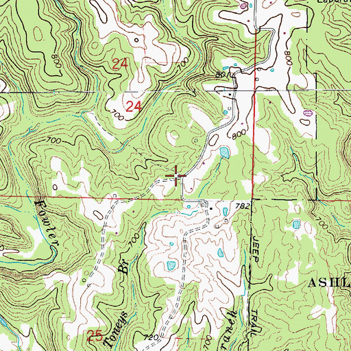 Topographic Map of Oak Grove School (historical), MO