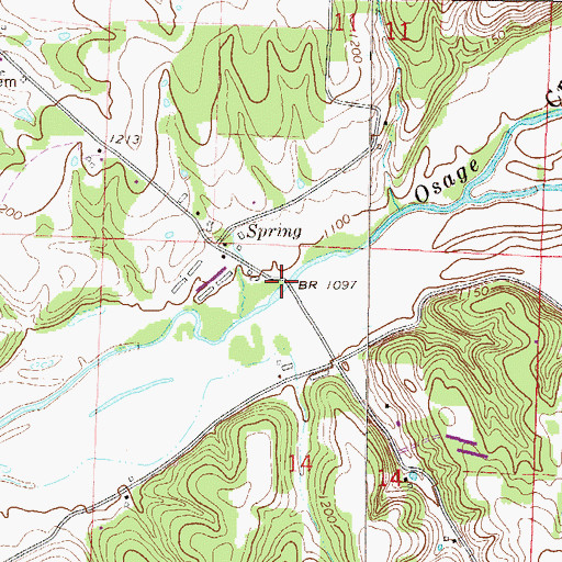 Topographic Map of Osage Creek Bridge, AR