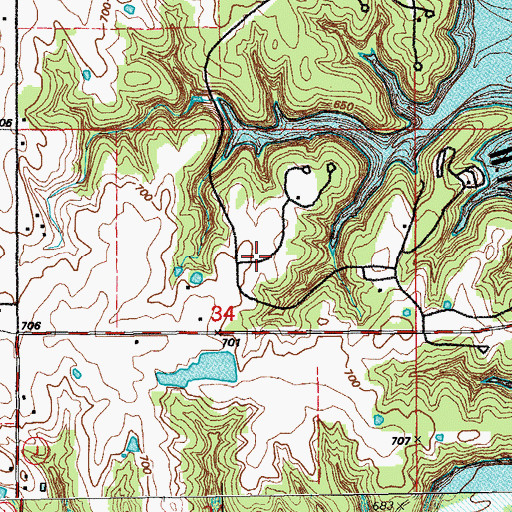 Topographic Map of Deer Run, MO