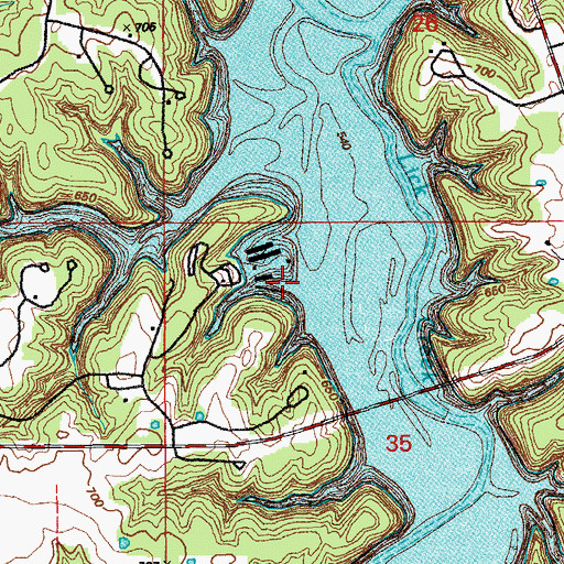 Topographic Map of Blackjack Marina, MO
