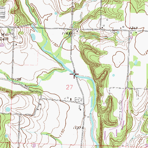 Topographic Map of Osage Mills Dam, AR