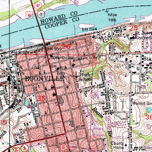 Topographic Map of Saints Peter and Paul Catholic School, MO