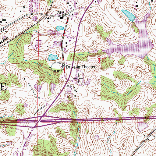 Topographic Map of Boonville High School, MO