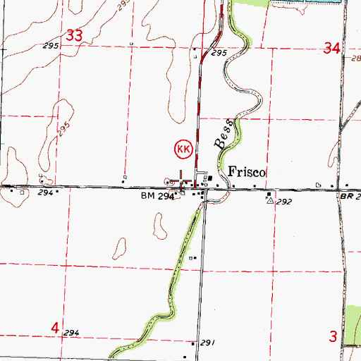 Topographic Map of Frisco School (historical), MO