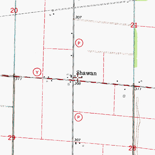 Topographic Map of Shawnan School (historical), MO