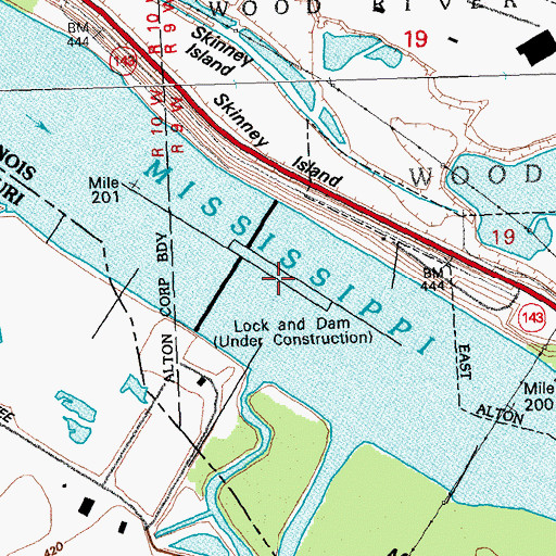 Topographic Map of Melvin Price Locks and Dam, IL