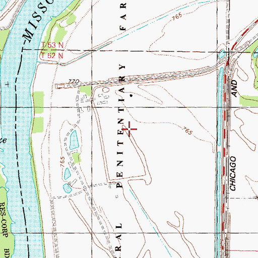 Topographic Map of Federal Penitentiary Farm, MO
