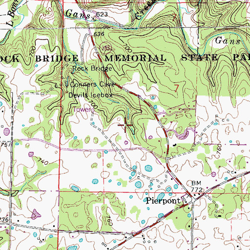 Topographic Map of Cave Creek, MO