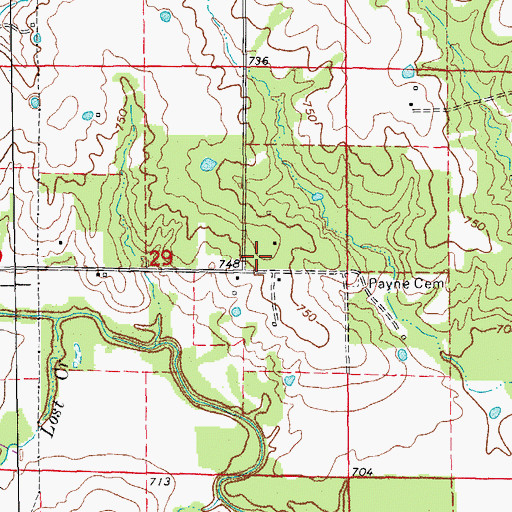 Topographic Map of Mount Carmel Post Office (historical), MO