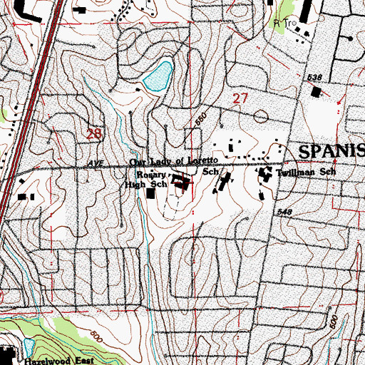 Topographic Map of Trinity Catholic High School, MO