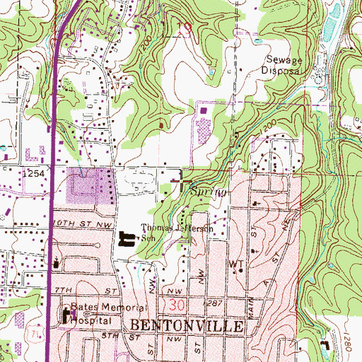 Topographic Map of Park Spring Park, AR