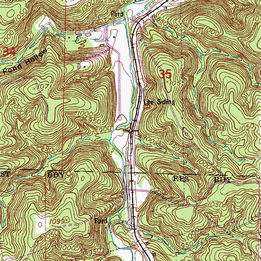 Topographic Map of Decker (historical), MO