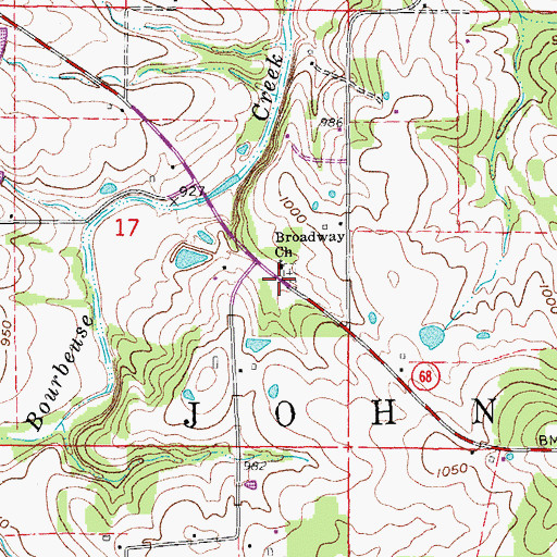 Topographic Map of Broadway Post Office (historical), MO