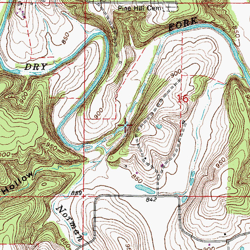 Topographic Map of Normans Hollow, MO