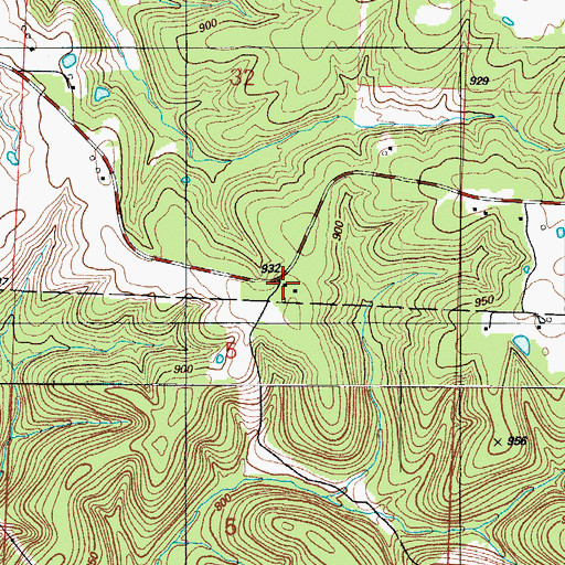 Topographic Map of Catherine Post Office, MO