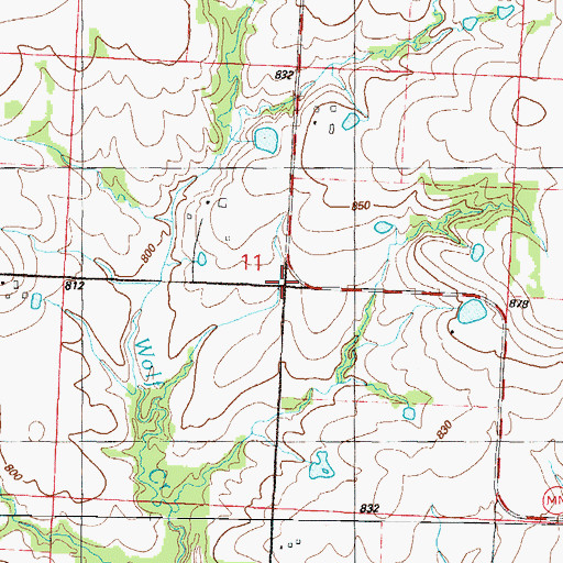 Topographic Map of Wolfe Post Office, MO
