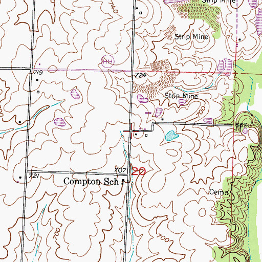 Topographic Map of Little Compton, MO
