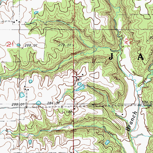 Topographic Map of Genova Post Office, MO