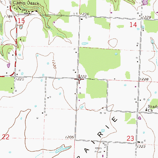 Topographic Map of Pleasant Grove School (historical), AR