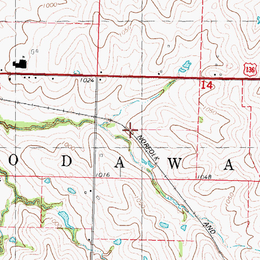 Topographic Map of Roseberry, MO