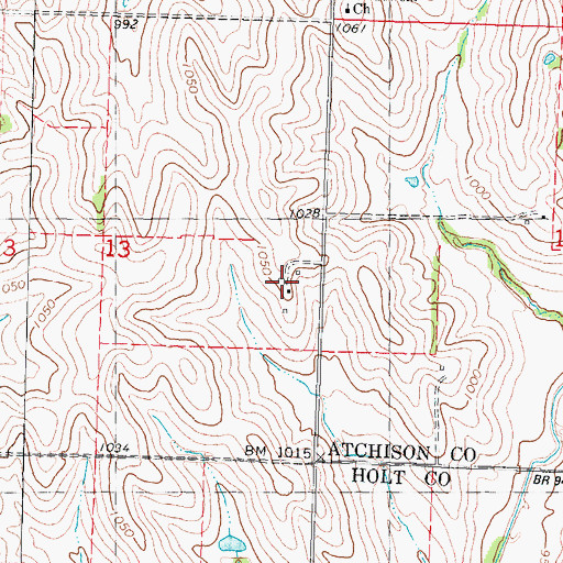 Topographic Map of Oswald Post Office, MO