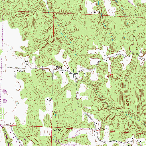 Topographic Map of Pleasant Ridge, AR