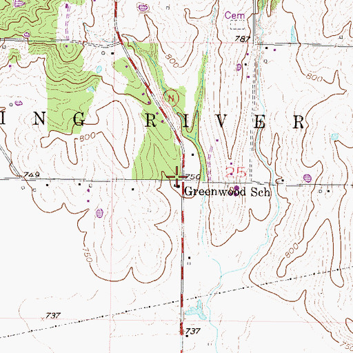 Topographic Map of Harris, MO
