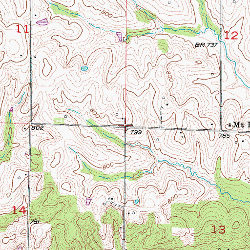 Topographic Map of Lakeview Post Office, MO