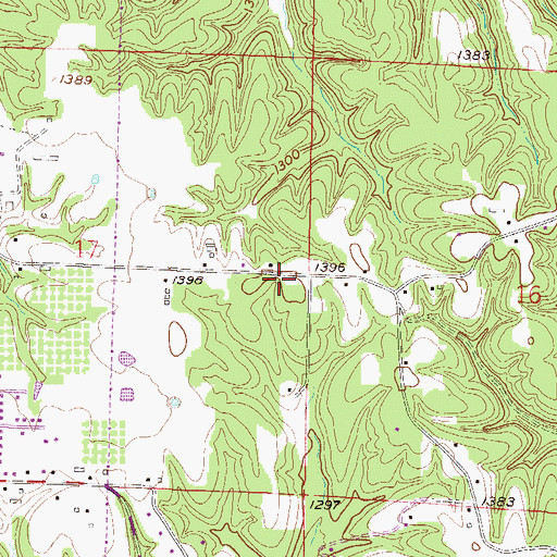 Topographic Map of Pleasant Ridge Church (historical), AR
