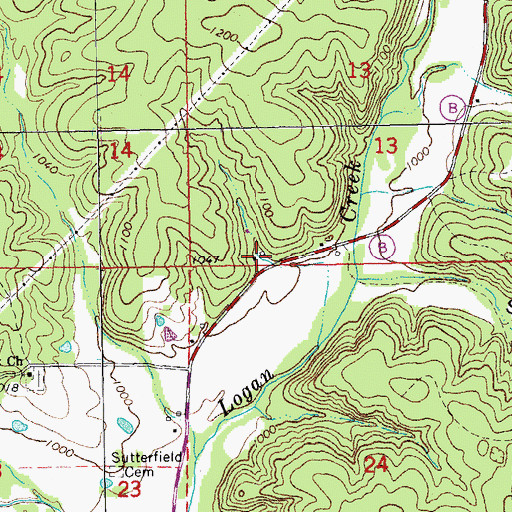 Topographic Map of McDoe Post Office (historical), MO