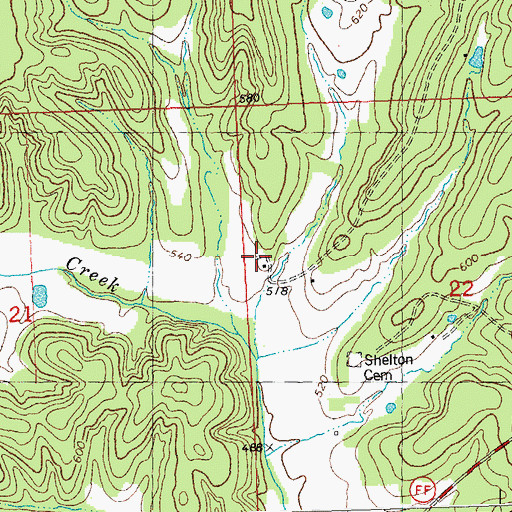 Topographic Map of Huxie Post Office (historical), MO