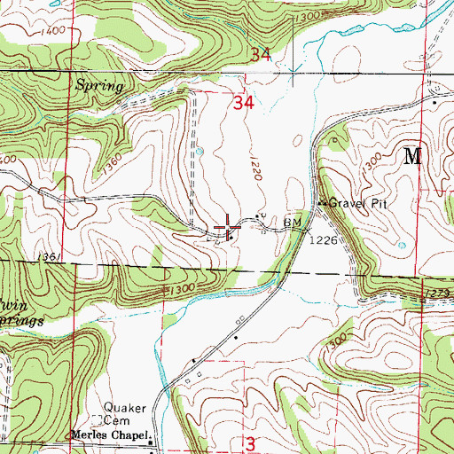 Topographic Map of Traverse Post Office (historical), MO