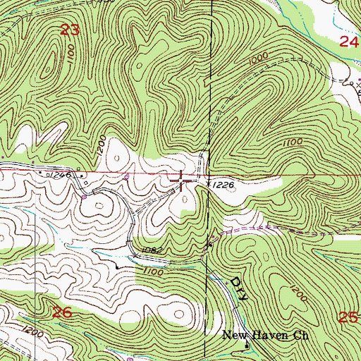 Topographic Map of Eaudevie Post Office (historical), MO