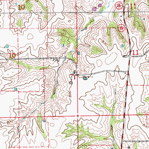 Topographic Map of Pleasant Ridge Post Office, MO