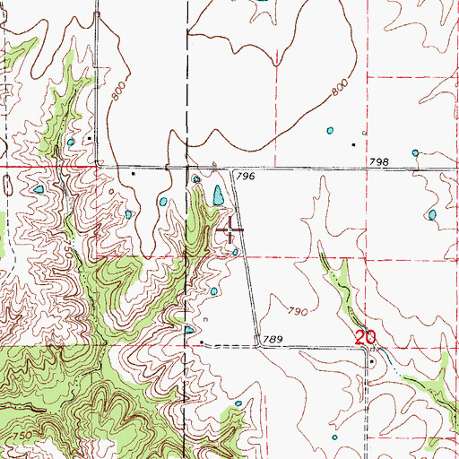 Topographic Map of Ruskin Post Office, MO