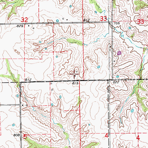 Topographic Map of Unity Post Office, MO
