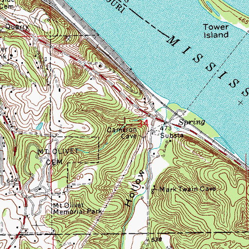Topographic Map of Fall Creek Gorge, MO