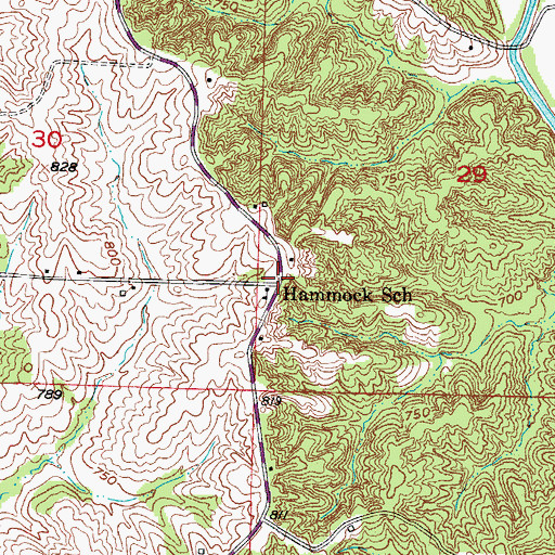 Topographic Map of Hammack, MO