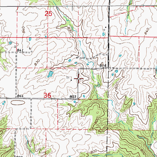 Topographic Map of Snow Post Office, MO