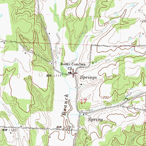 Topographic Map of Rocky Comfort, AR