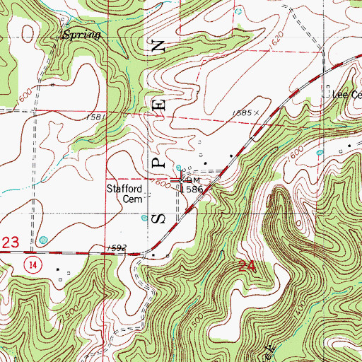 Topographic Map of Depew Post Office (historical), MO