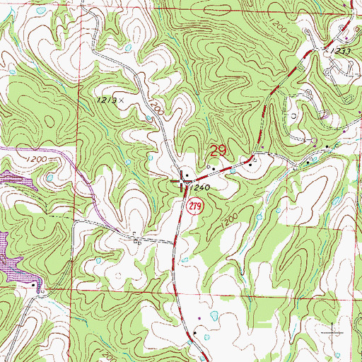 Topographic Map of Rocky Comfort (historical), AR
