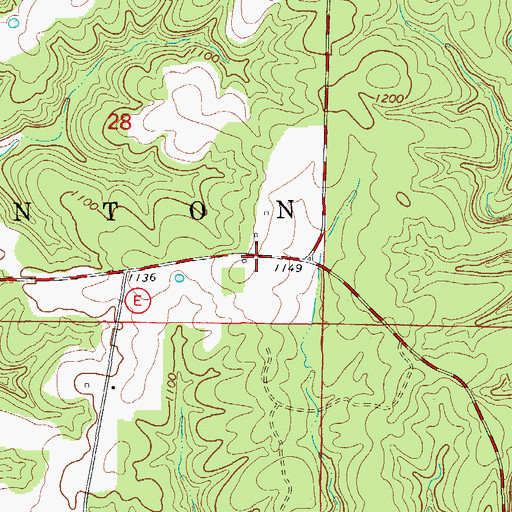 Topographic Map of Phlegeton Post Office (historical), MO