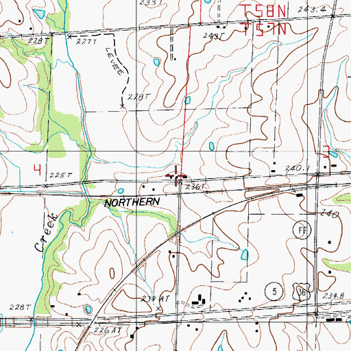 Topographic Map of Needles, MO